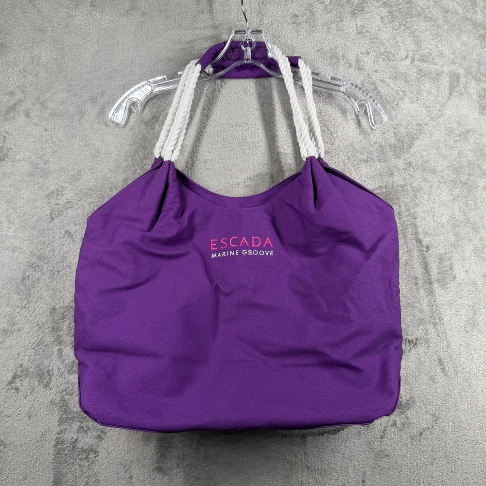 Escada‎ Marine Groove Purple Tote Bag Rope Handle Nautical Beach Summer Resort